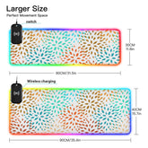 Colorful Floral Wireless Charging Mouse Pad for Mobile Phone Extra Large Gaming Mousepad with 13 Lighting Modes Keyboard Mat for Gaming MacBook PC Laptop Desk Home Office